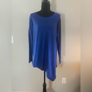 Halogen Asymmetrical Tunic Sweater, Royal Blue, Size M
